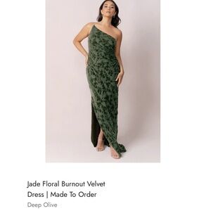 Revelry DEEP OLIVE One-Shoulder JADE Floral Burnout Velvet i